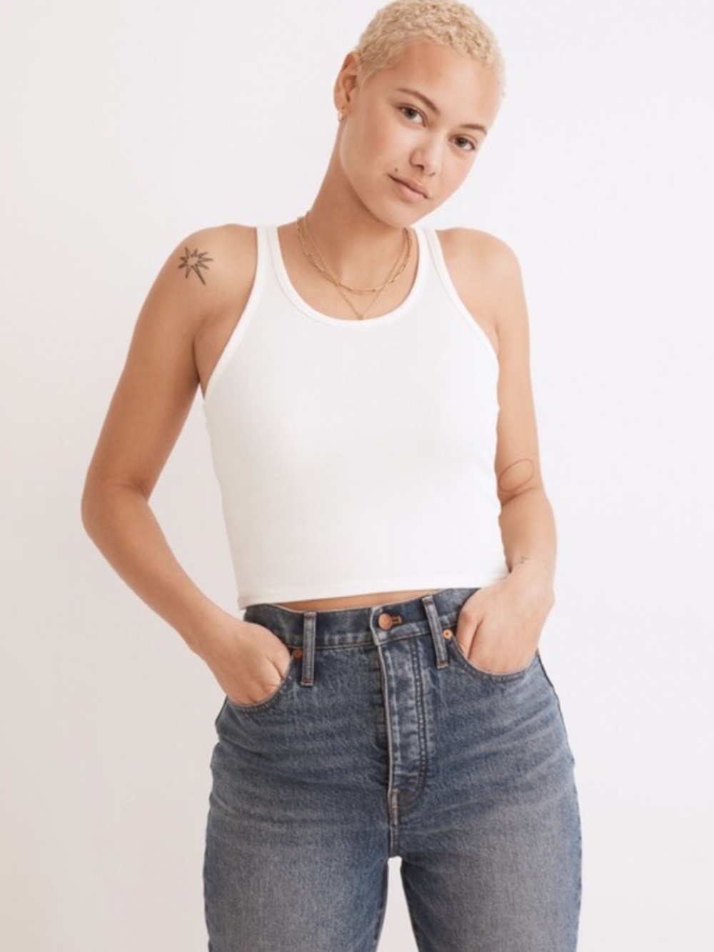 Madewell drapey rib crop tank top